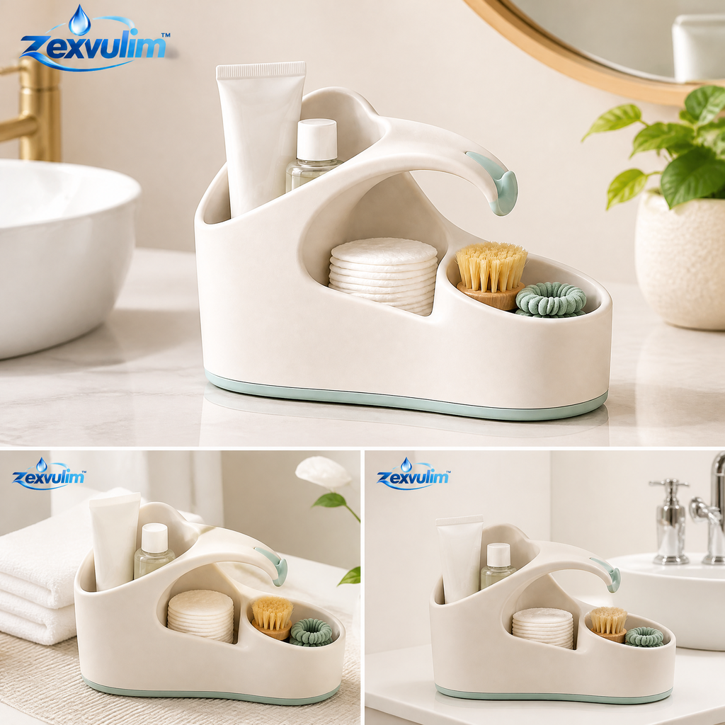 𝒛𝒆𝒙𝒗𝒖𝒍𝒊𝒎™ Curve Bath Organizer with Easy-Access Compartments — view 2