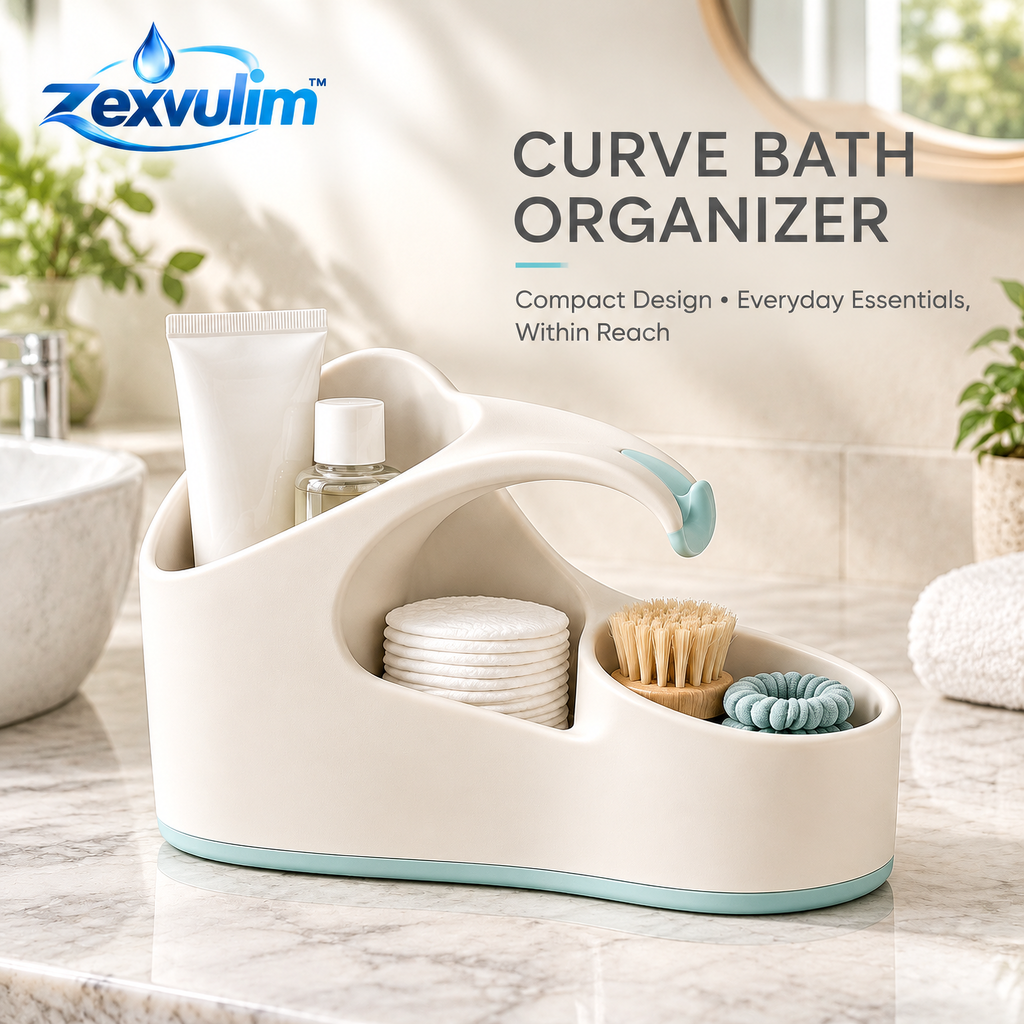 𝒛𝒆𝒙𝒗𝒖𝒍𝒊𝒎™ Curve Bath Organizer with Easy-Access Compartments — view 3