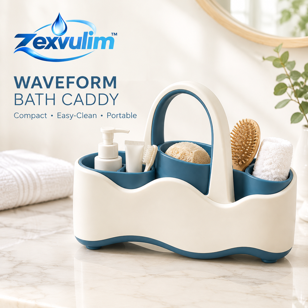 𝒛𝒆𝒙𝒗𝒖𝒍𝒊𝒎™ Waveform Bath Caddy with Divided Storage — view 1