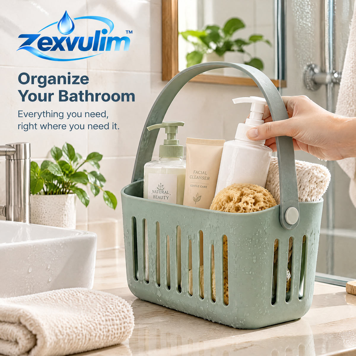 𝒛𝒆𝒙𝒗𝒖𝒍𝒊𝒎™ Ventilated Bathroom Caddy with Carry Handle — view 3