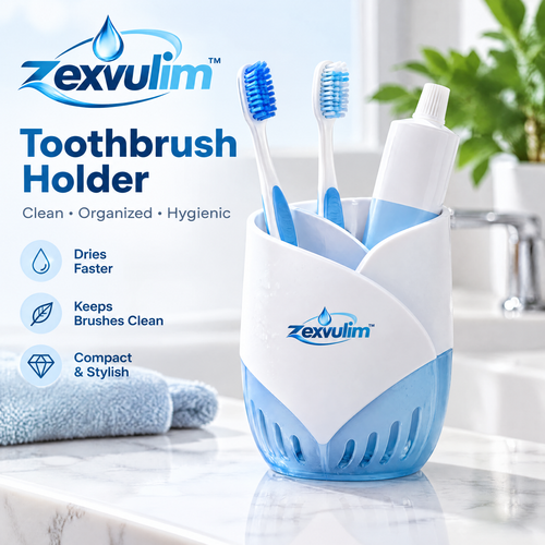 𝒛𝒆𝒙𝒗𝒖𝒍𝒊𝒎™ Countertop Toothbrush Holder with Divided Slots — view 1