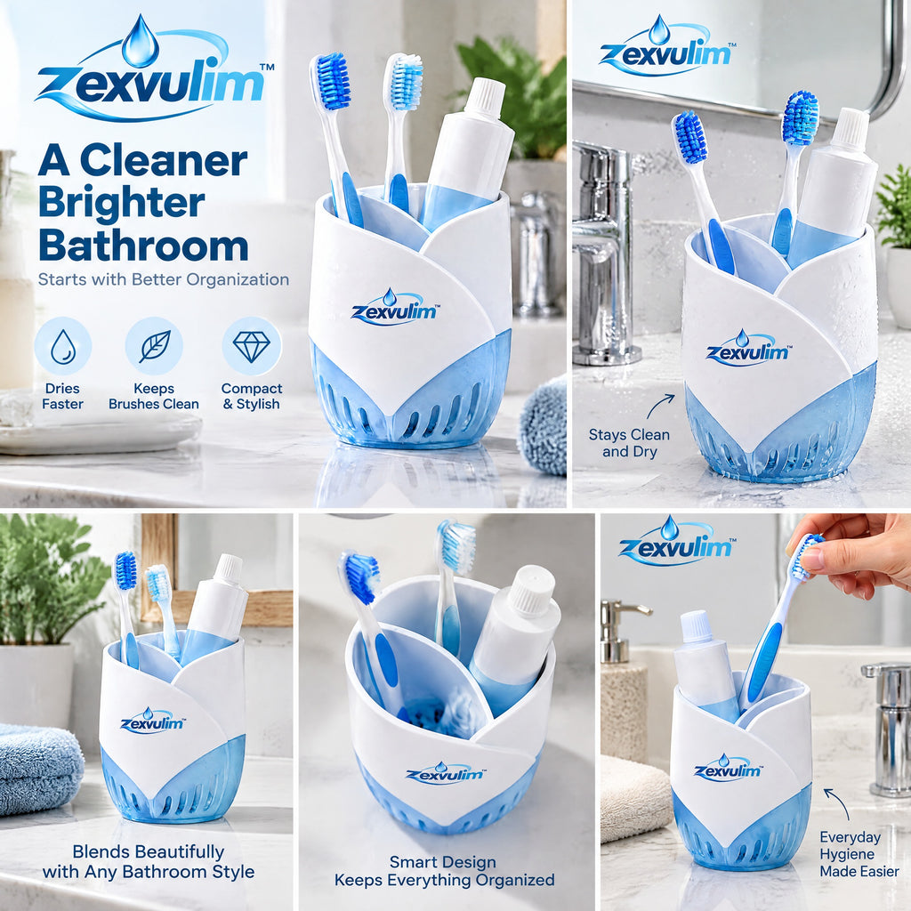 𝒛𝒆𝒙𝒗𝒖𝒍𝒊𝒎™ Countertop Toothbrush Holder with Divided Slots — view 2