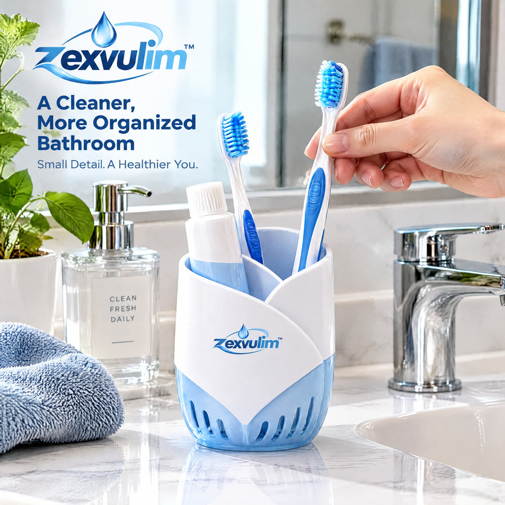 𝒛𝒆𝒙𝒗𝒖𝒍𝒊𝒎™ Countertop Toothbrush Holder with Divided Slots — view 3