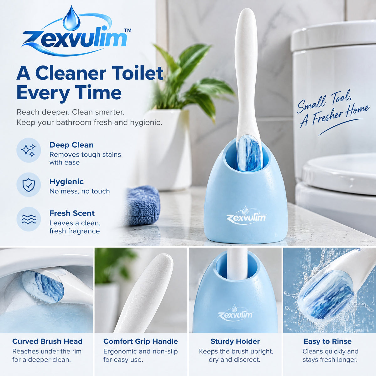𝒛𝒆𝒙𝒗𝒖𝒍𝒊𝒎™ Toilet Bowl Cleaner Wand and Holder — view 4