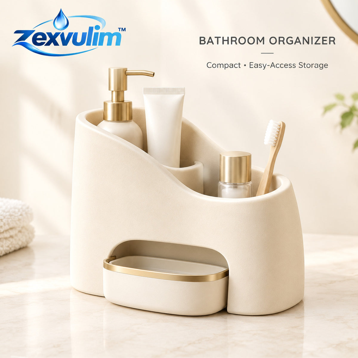 𝒛𝒆𝒙𝒗𝒖𝒍𝒊𝒎™ Sculpted Bathroom Counter Organizer — view 1