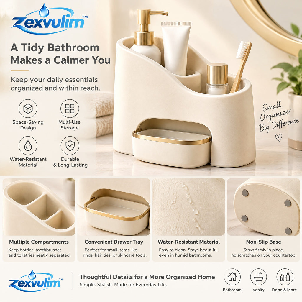 𝒛𝒆𝒙𝒗𝒖𝒍𝒊𝒎™ Sculpted Bathroom Counter Organizer — view 4