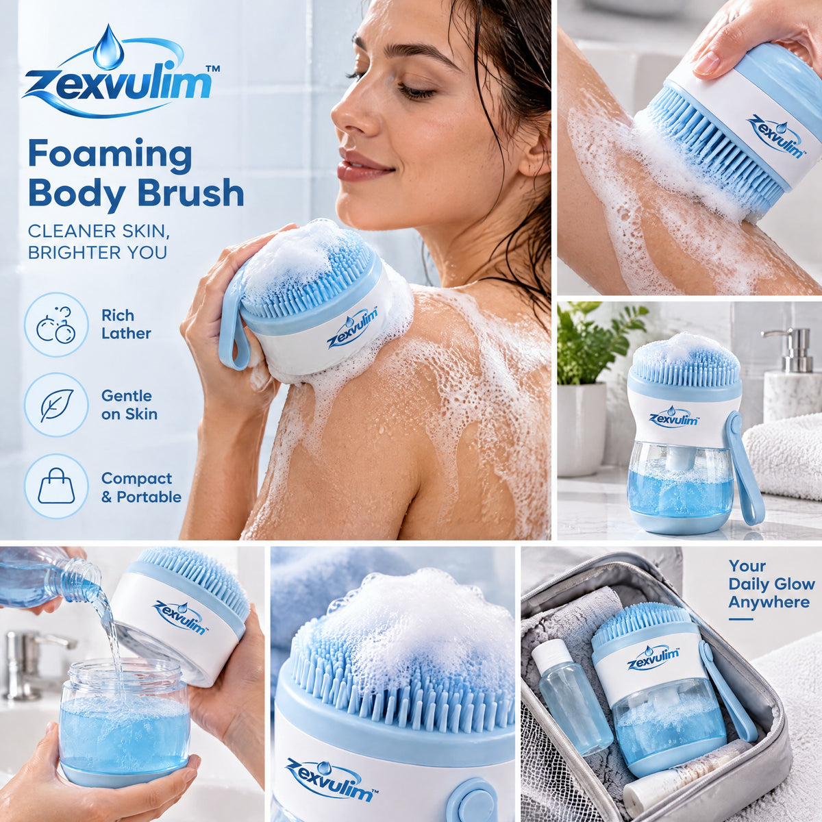 𝒛𝒆𝒙𝒗𝒖𝒍𝒊𝒎™ Foaming Body Brush with Refillable Reservoir — view 2