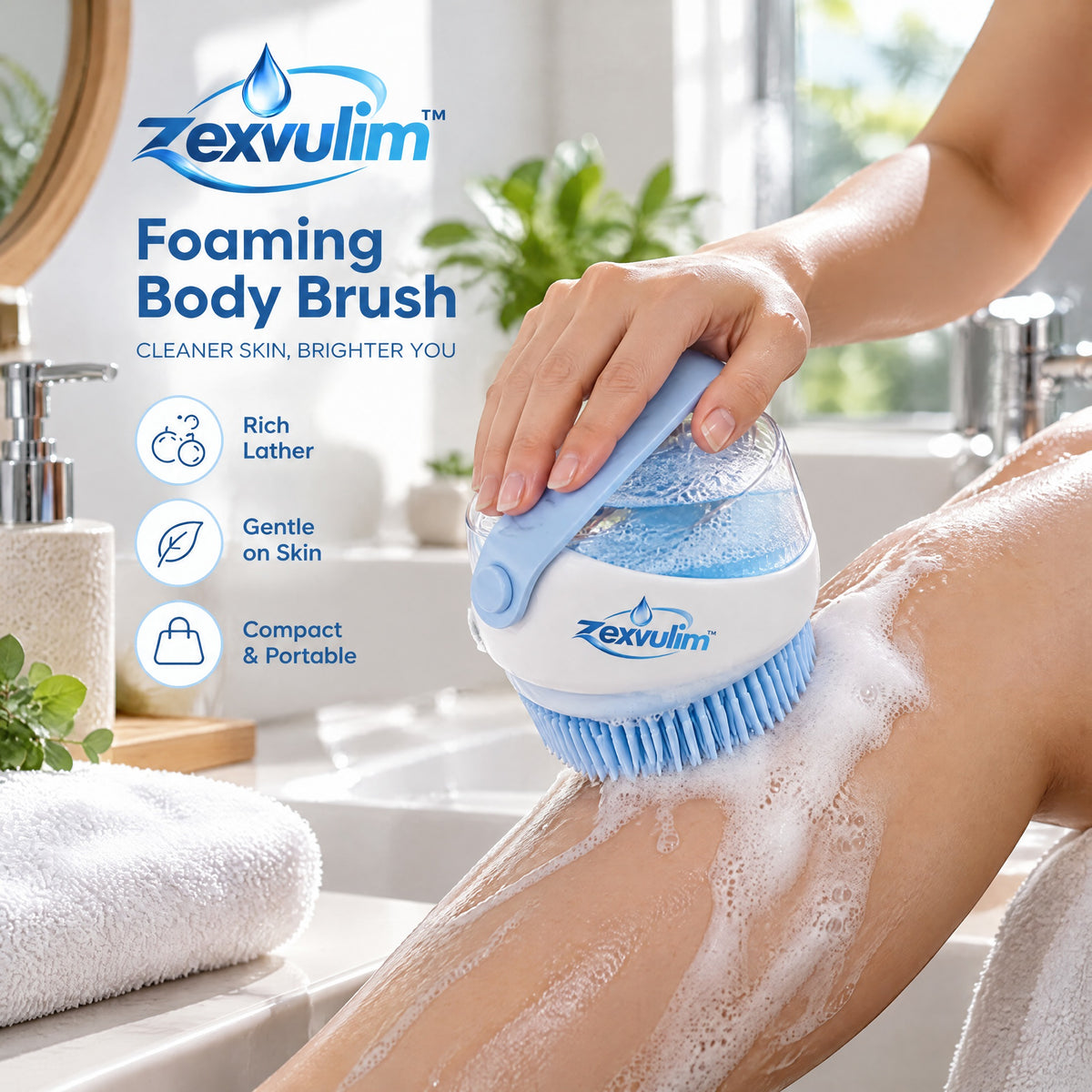 𝒛𝒆𝒙𝒗𝒖𝒍𝒊𝒎™ Foaming Body Brush with Refillable Reservoir — view 3