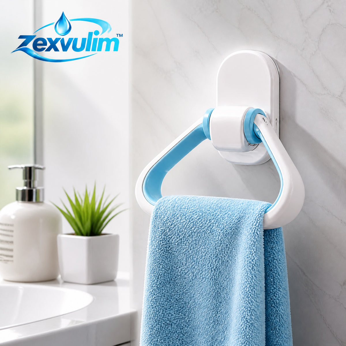 𝒛𝒆𝒙𝒗𝒖𝒍𝒊𝒎™ Wall-Mount Towel Holder with Pivoting Ring — view 3