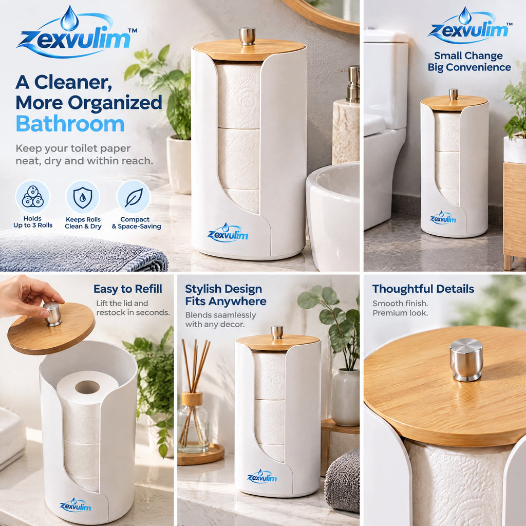 𝒛𝒆𝒙𝒗𝒖𝒍𝒊𝒎™ Covered Toilet Paper Storage Box — view 2
